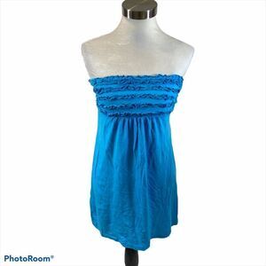 Miken Blue Strapless Swim Cover Up Size Small